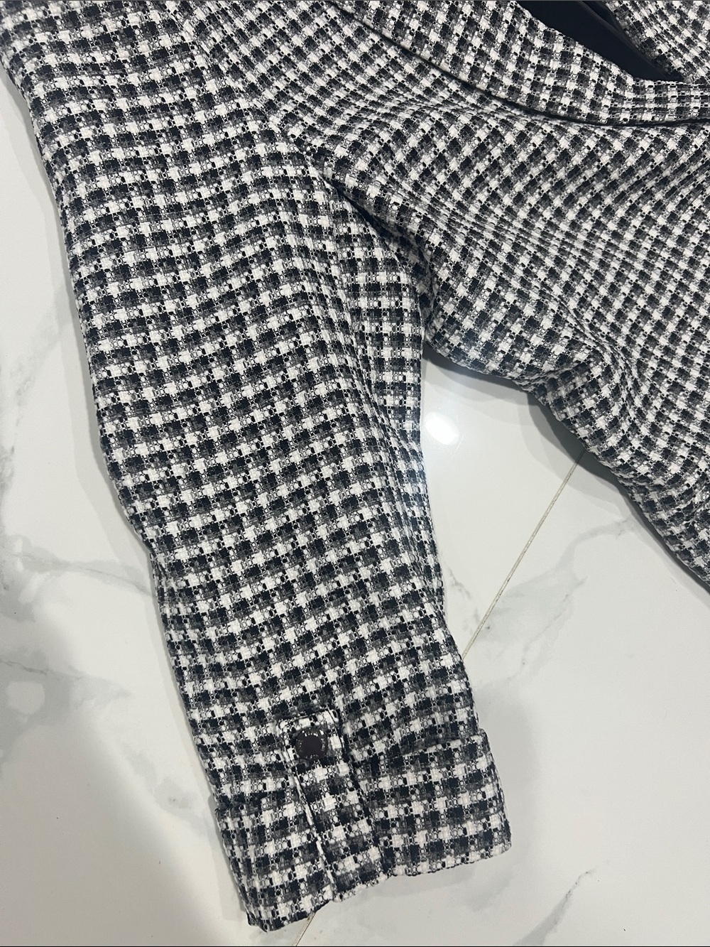 Anne Klein Black and White Houndstooth Blazer Jacket - Picture 3 of 5